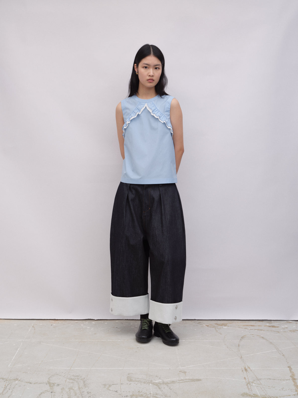 Denim Palazzo Capri Pants