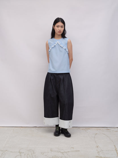 Denim Palazzo Capri Pants