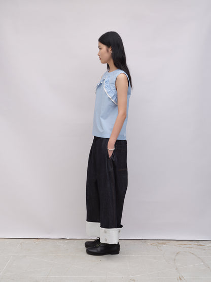 Denim Palazzo Capri Pants