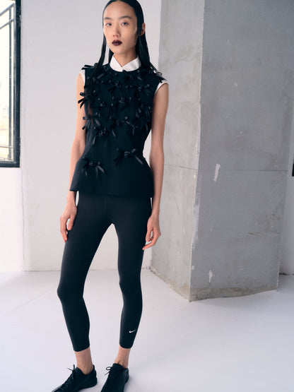 【FW25 Pre-order】Black Ribbon tie Thurman top