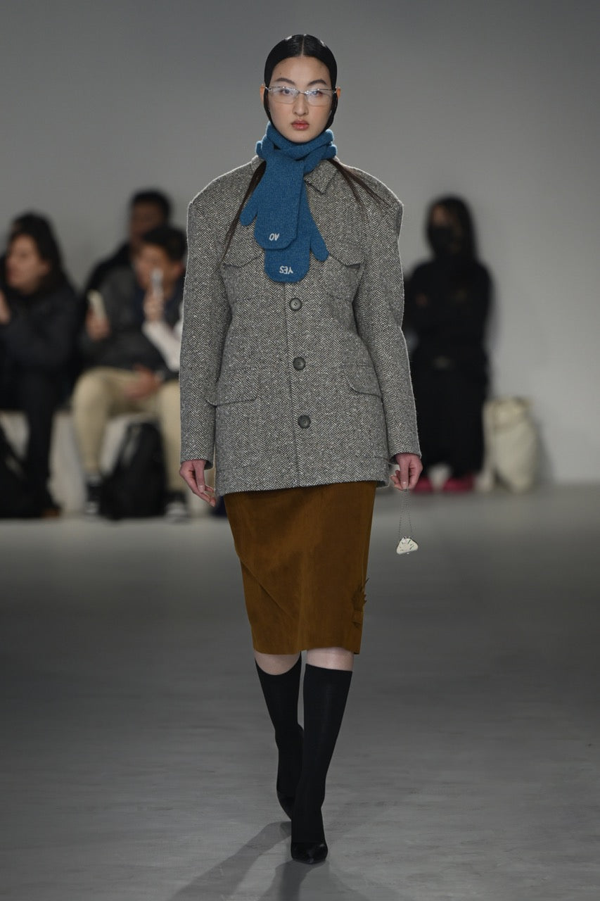 Blue Knit Scarf gloves