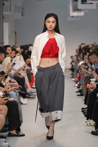 Grey Palazzo Capri Pants
