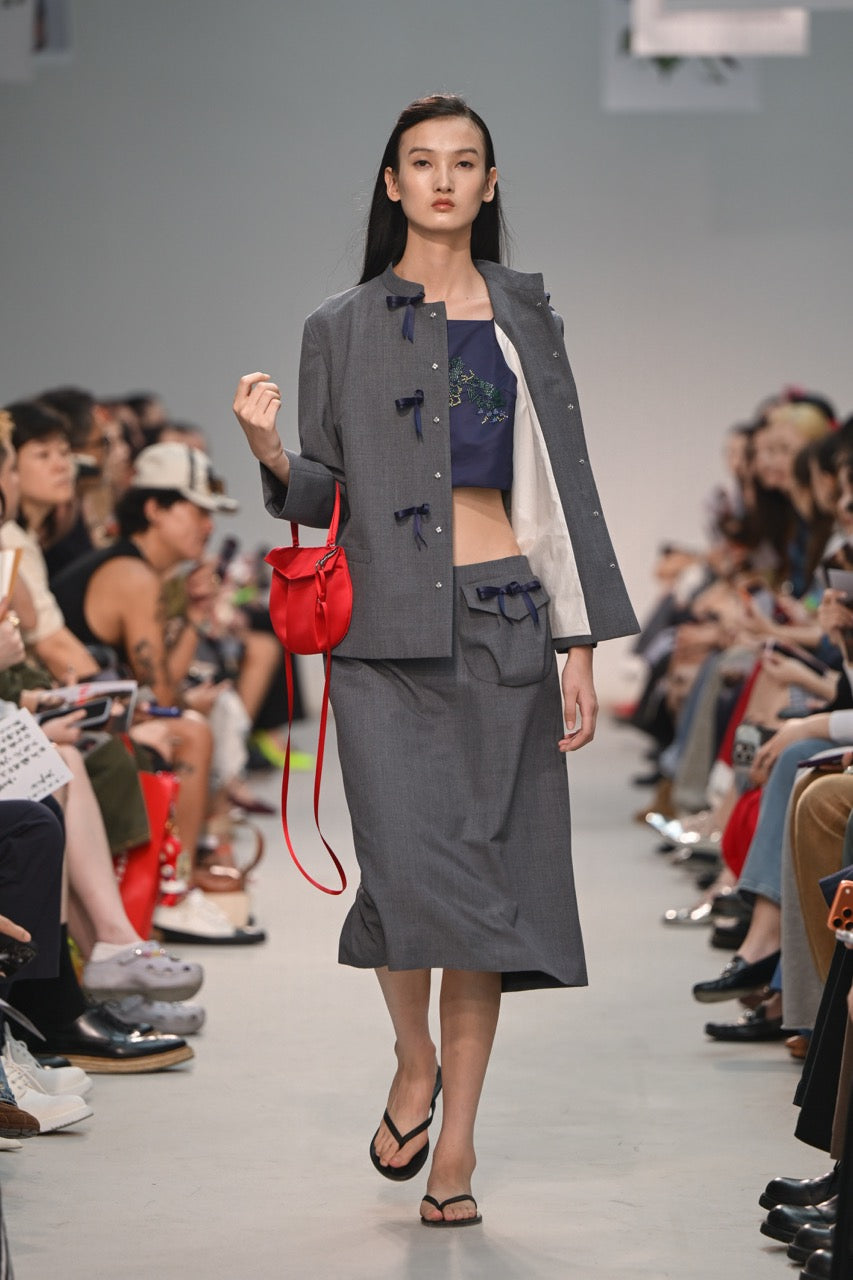 Grey Hebao Midi Skirt