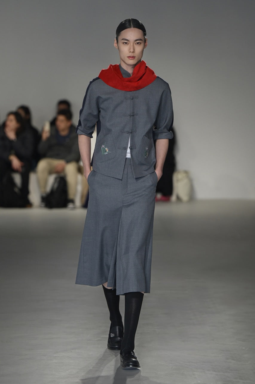 Grey Pleated culottes trousers