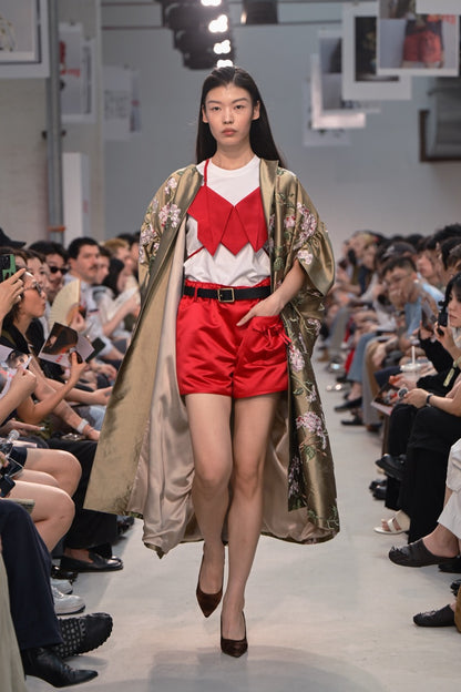Beige Floral Sleeves Robe
