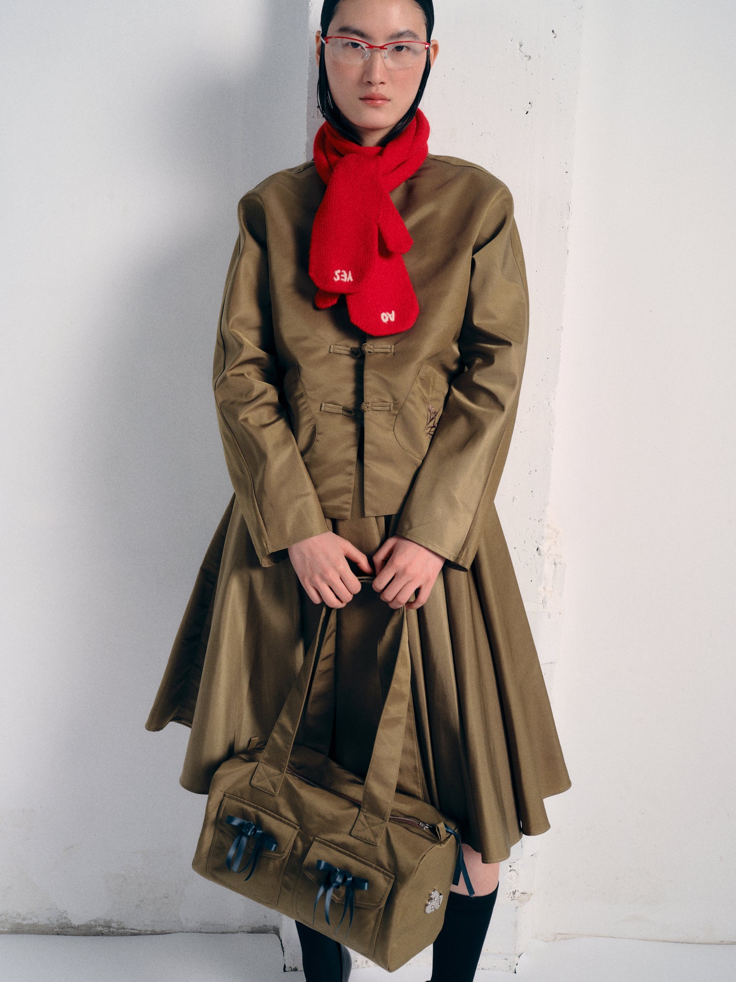 Olive green Tang shirt jacket