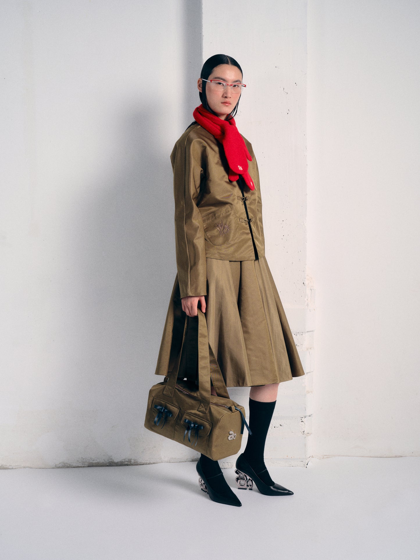 Olive green Tang shirt jacket