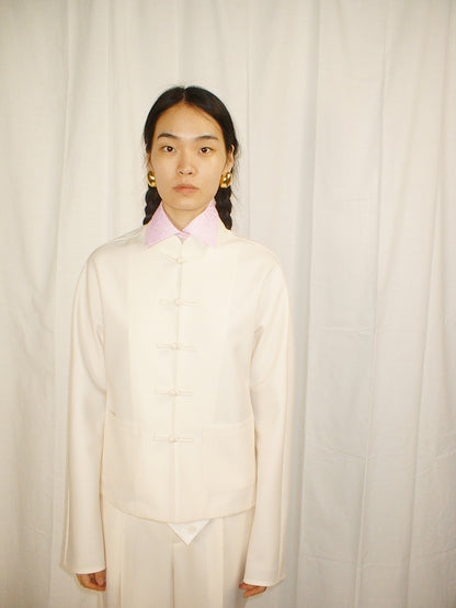 Double Collar Chinese Frogs Serge Shirt